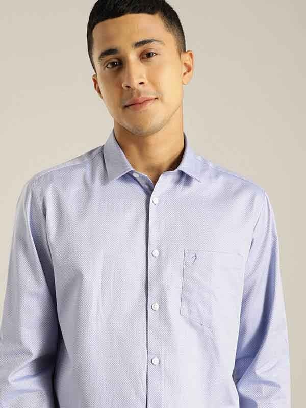 Indian Terrain Men Self Design Blue Shirt
